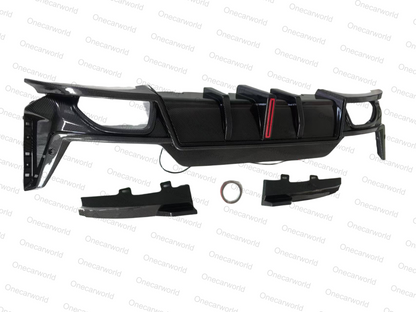 BMW G20 330i M340i 2023+ LCI Rear Diffuser with Light and Rear Lip Carbon Fiber Style ABS Plastic Onecarworld