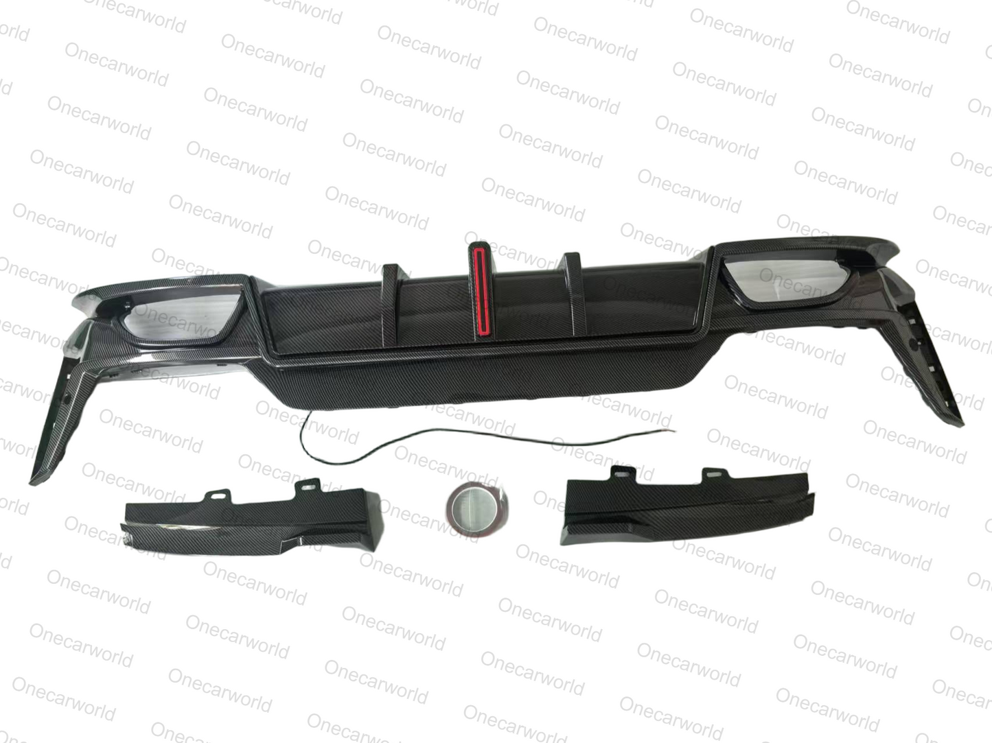 BMW G20 330i M340i 2023+ LCI Rear Diffuser with Light and Rear Lip Carbon Fiber Style ABS Plastic Onecarworld