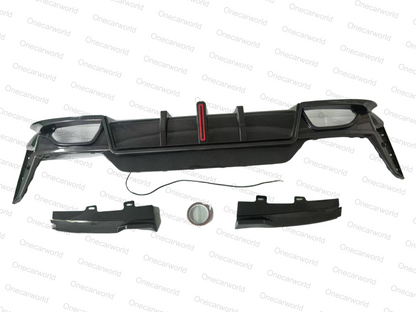 BMW G20 330i M340i 2023+ LCI Rear Diffuser with Light and Rear Lip Carbon Fiber Style ABS Plastic Onecarworld