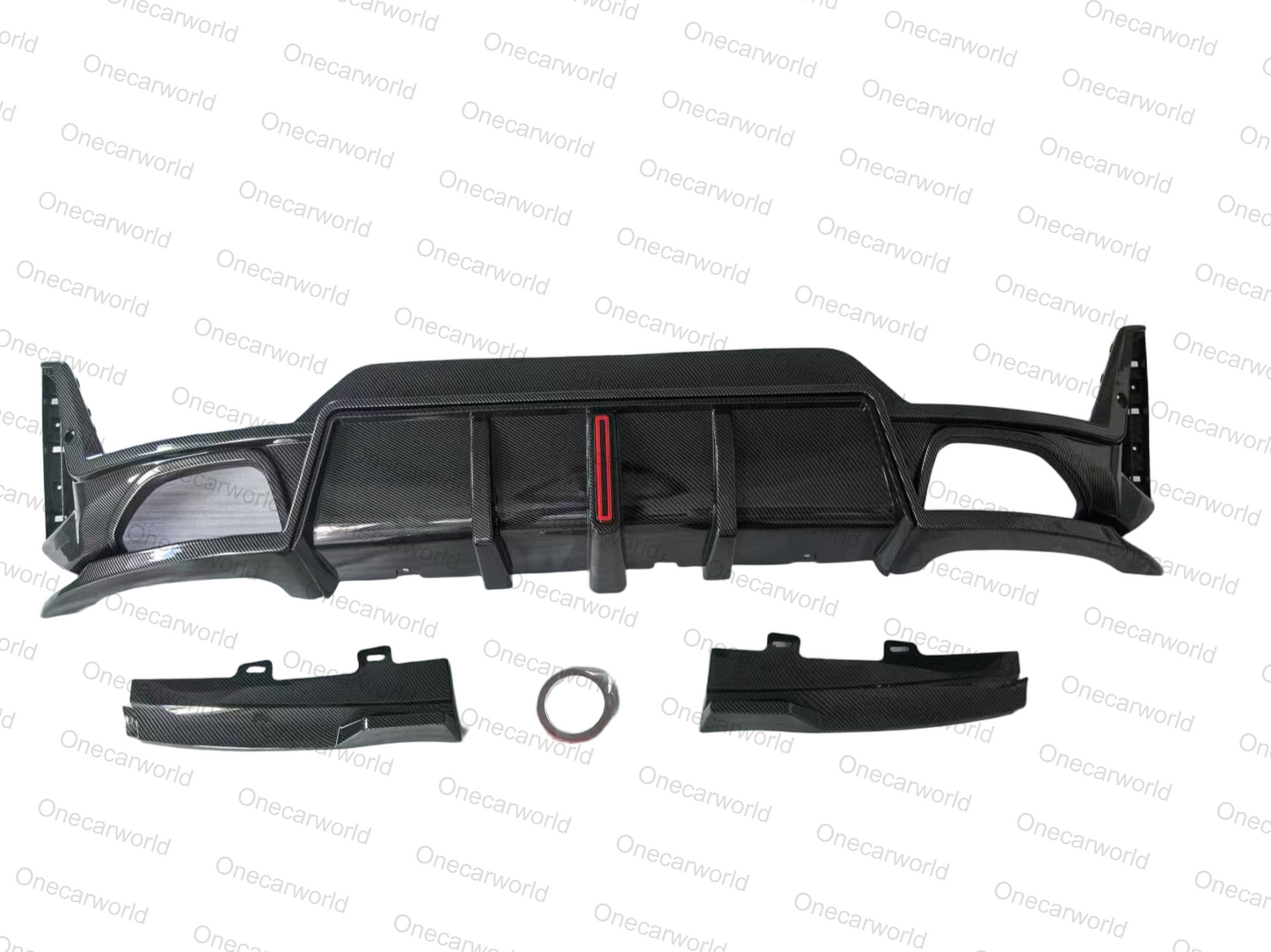 BMW G20 330i M340i 2023+ LCI Rear Diffuser with Light and Rear Lip Carbon Fiber Style ABS Plastic Onecarworld