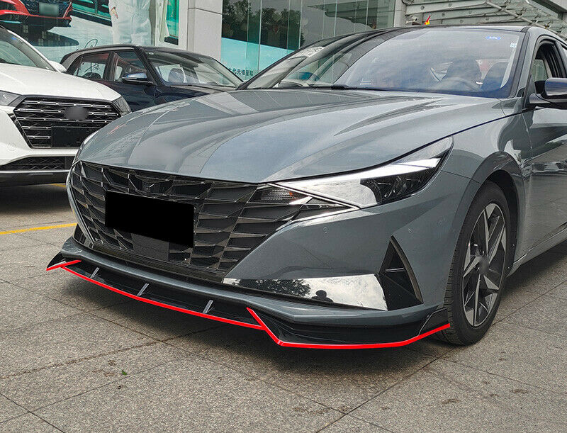 Hyundai Elantra 2021-2022 Red & Black Front Bumper Lip Spoiler Body Kit Refit - ONECARWORLD