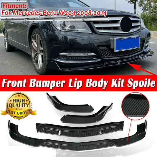 Front Bumper Lip Spoiler, Carbon Fiber For Benz w204 SPORTS C180 C200 C300 2008-2014 - ONECARWORLD