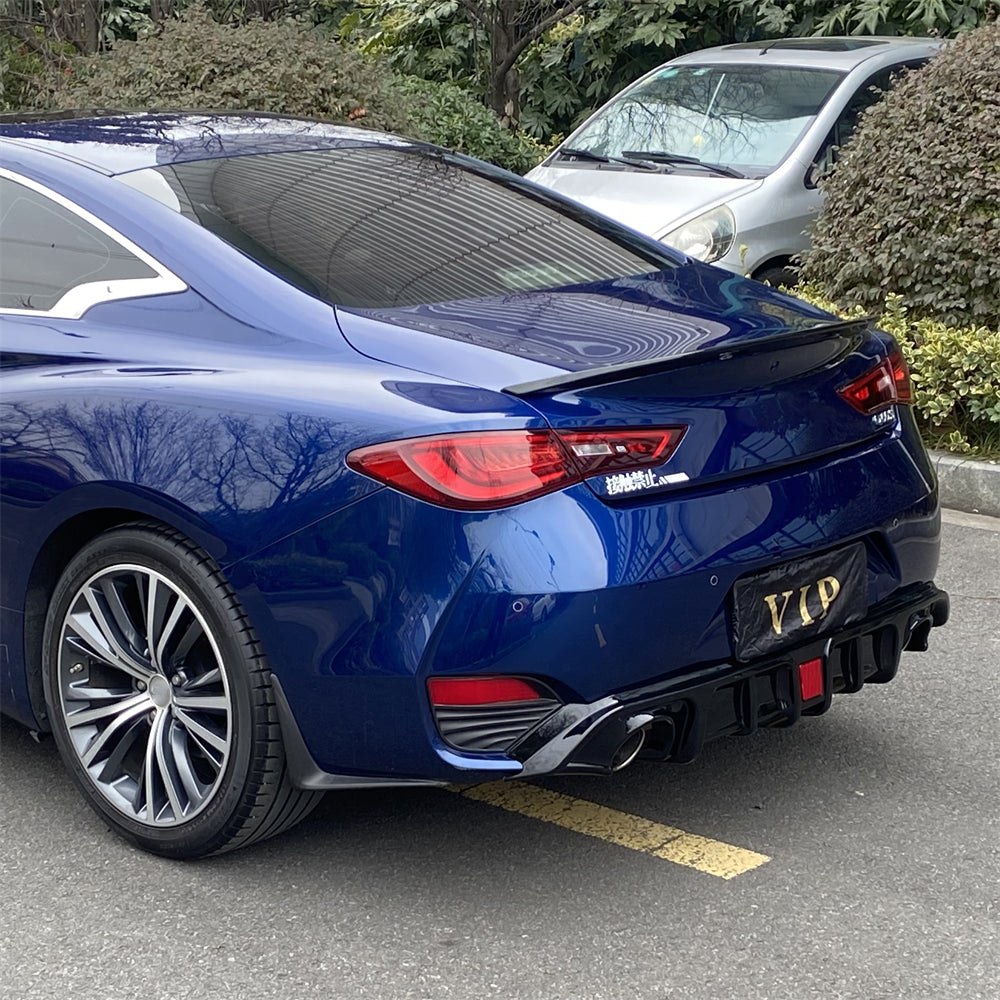Rear Bumper Diffuser For INFINITI Q60 2017-2019 Glossy Black - ONECARWORLD