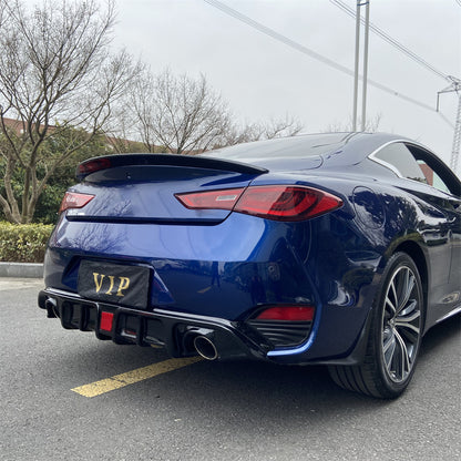 Rear Bumper Diffuser For INFINITI Q60 2017-2019 Glossy Black - ONECARWORLD