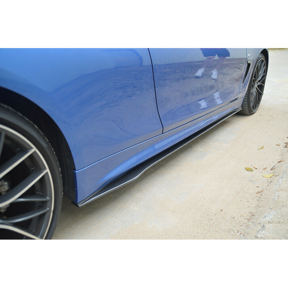 Side Skirts Extensions For BMW F30 F35 M Sport OMS Style 14-2020 Glossy Black - ONECARWORLD
