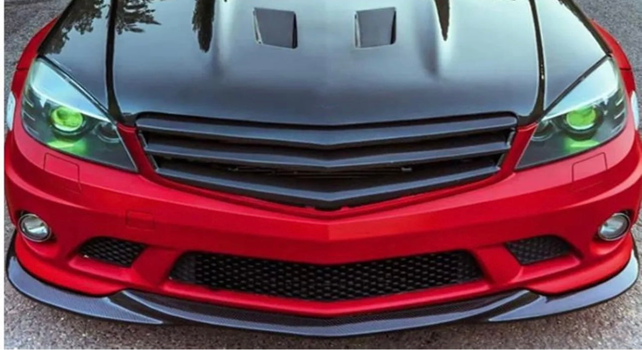 Front Bumper Spoiler Facelift Lip (One piece) For 2008-2011 Mercedes Benz W204 C Class C63 AMG Only - ONECARWORLD