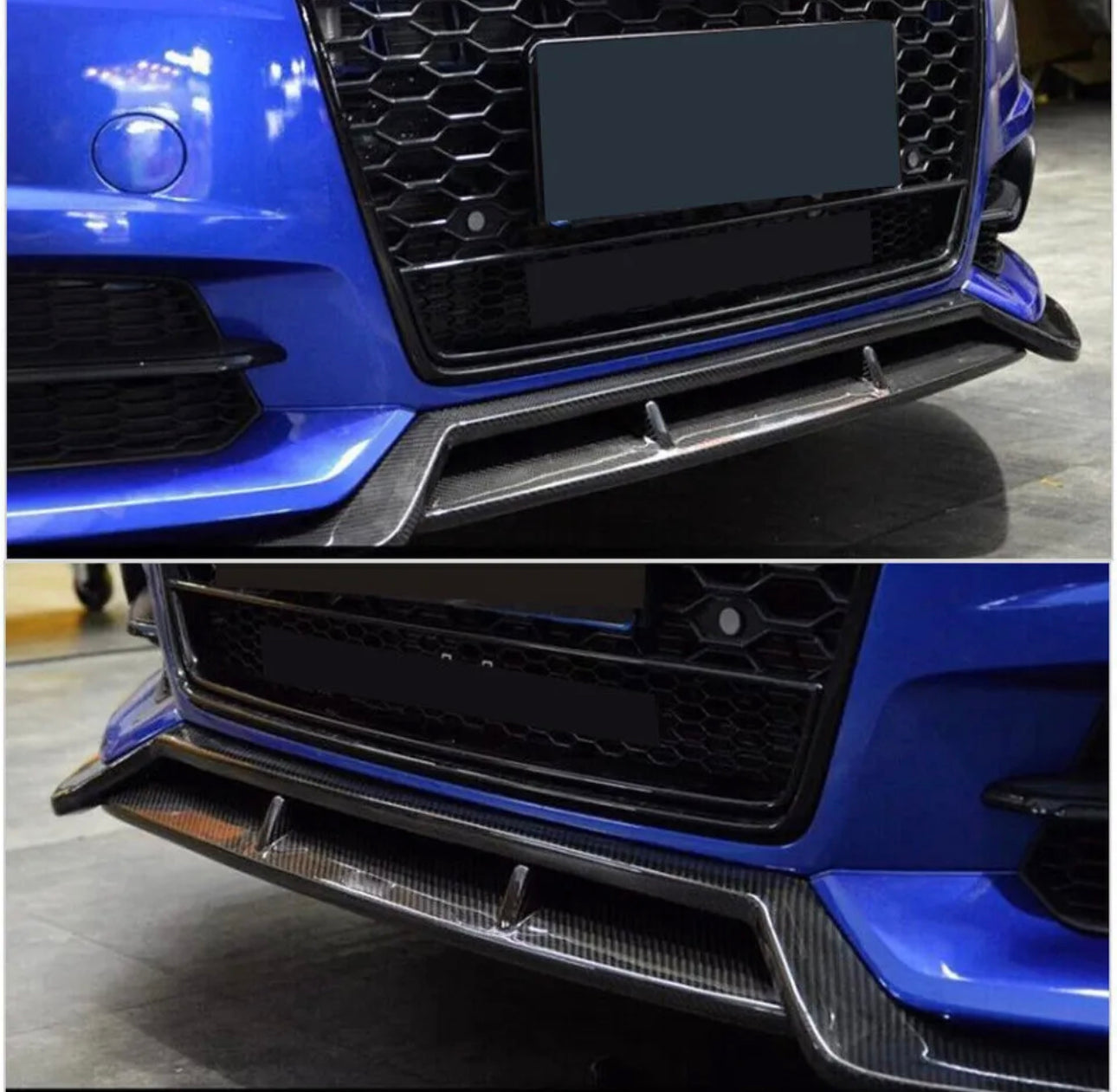 For Audi S6 A6 Sline C7.5 Sedan Facelift Glossy Black Front Bumper Lip Spoiler Splitter Aero Body Kit - ONECARWORLD