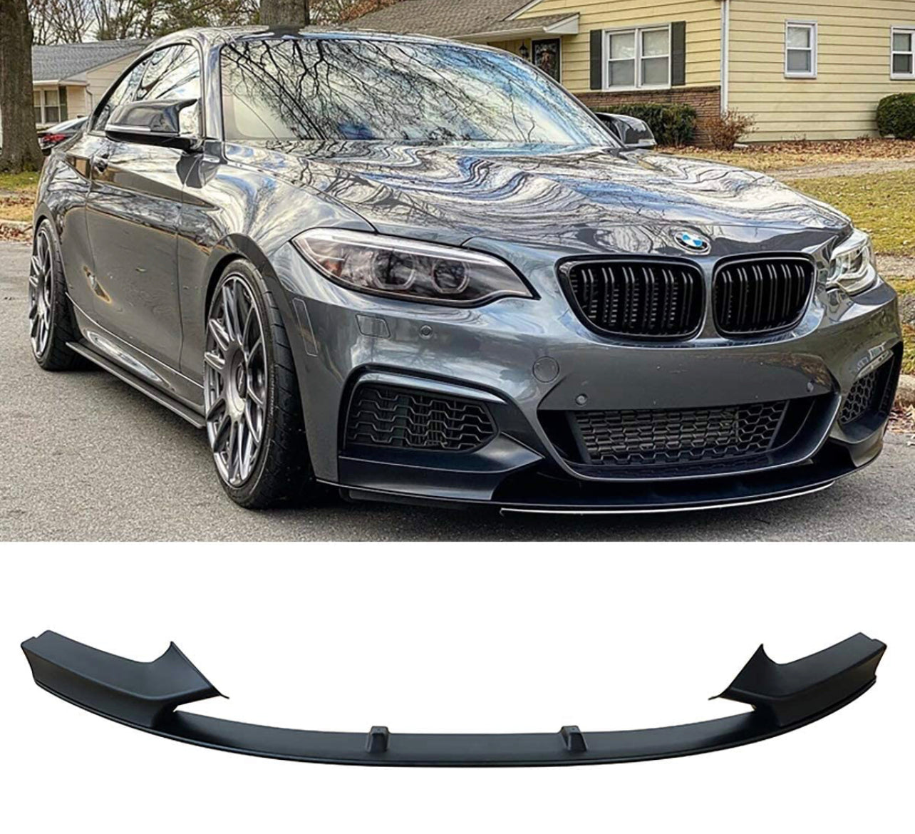BMW F22 Front lip /Splitter For 2014-2020 2 Series M Sport Bumper Glossy Black. - ONECARWORLD