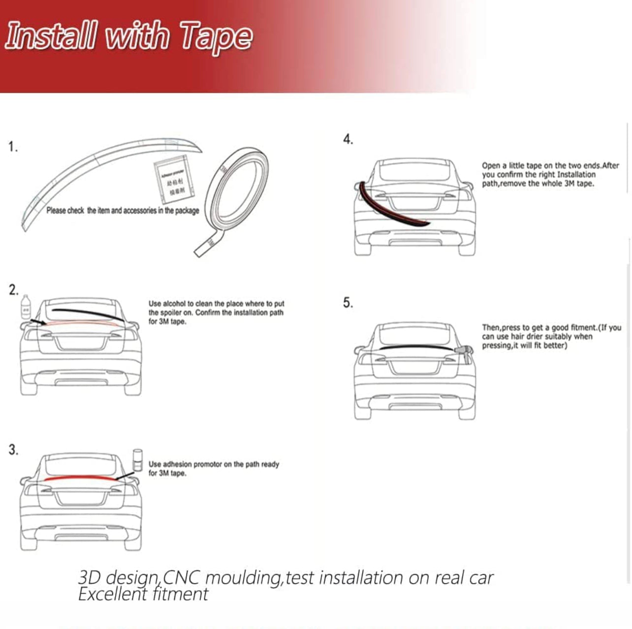 Trunk Spoiler for Audi A3 8V Base/Sline S3 RS3 Sedan 2014-2020 Custom Parts Trunk Lip Spoiler Rear Wing Spoiler Spoiler Body Kit (Glossy Black) - ONECARWORLD