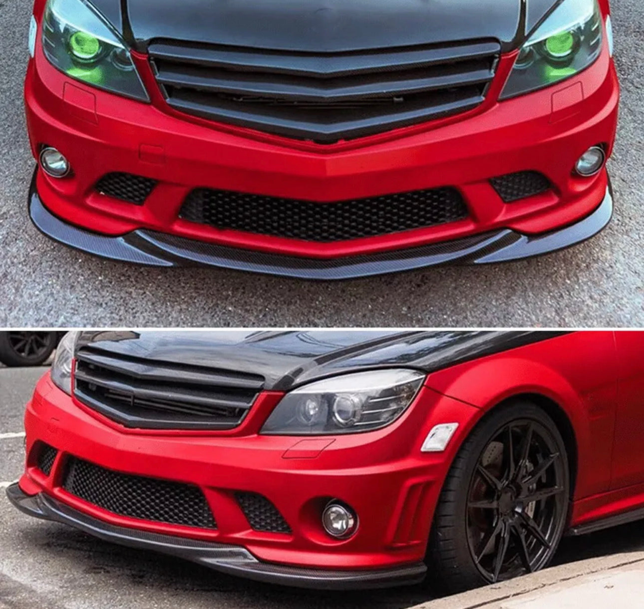 Front Bumper Spoiler Facelift Lip (One piece) For 2008-2011 Mercedes Benz W204 C Class C63 AMG Only - ONECARWORLD
