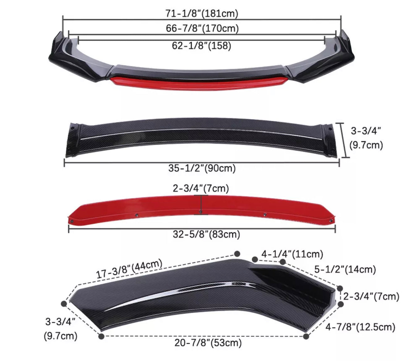CARBON FIBER FRONT LIP WITH COLOR FOR ALL SEDAN CARS - ONECARWORLD